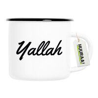 Emaille Tasse Yallah arabisch Schriftzug 300ml Vintage...