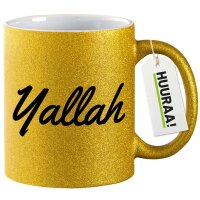 Glitzertasse Yallah arabisch Schriftzug 330ml