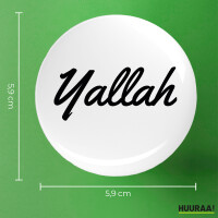 Ansteckbutton Yallah arabisch Schriftzug Größe 59mm Anstecker