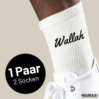 Socken Wallah arabisch Schriftzug Größe 37/46 White Motiv Tennissocken