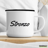 Emaille Tasse Stronzo italienisch Schriftzug 300ml Vintage Emaille Becher