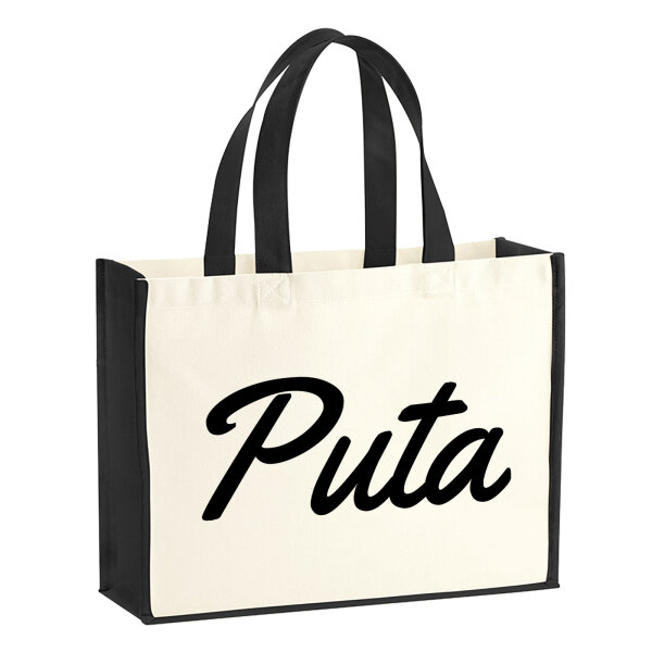 Jutetasche Puta spanisch Schriftzug 21 Liter Black