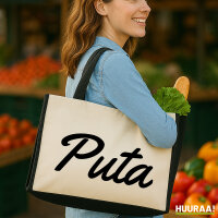 Jutetasche Puta spanisch Schriftzug 21 Liter Black