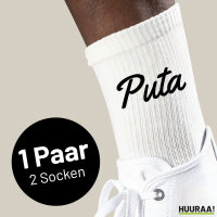Socken Puta spanisch Schriftzug Größe 37/46 White Motiv Tennissocken