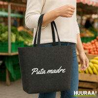 Filzshopper Puta madre spanisch Schriftzug 22 Liter