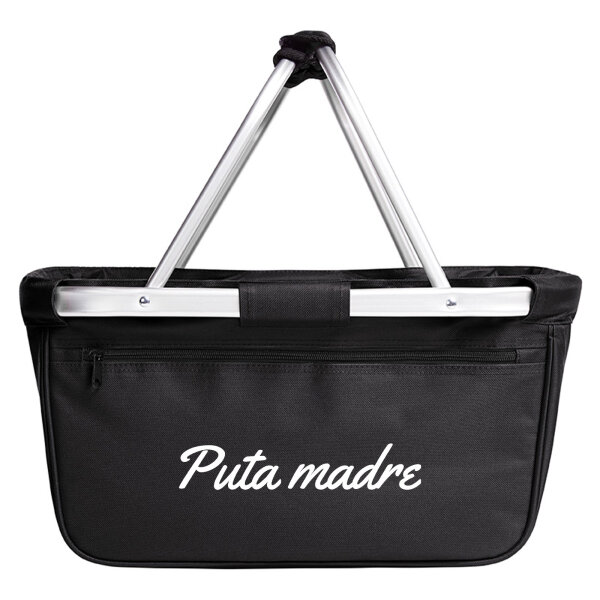 Einkaufskorb Puta madre spanisch Schriftzug 20 Liter Tragekorb Black