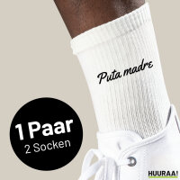Socken Puta madre spanisch Schriftzug Größe 37/46 White Motiv Tennissocken