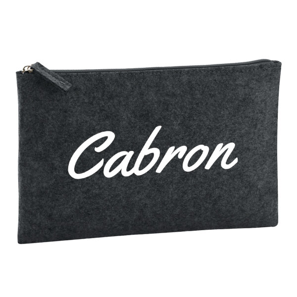 Kulturbeutel Cabron spanisch Schriftzug 1 Liter Filz Charcoal Kosmetiktasche