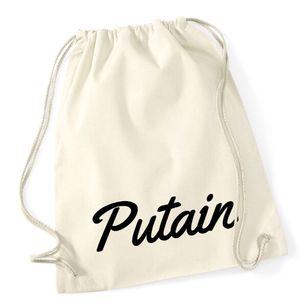 Turnbeutel Putain französisch Schriftzug 12 Liter
