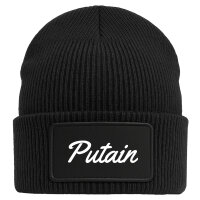 Beanie Putain französisch Schriftzug Black Mütze