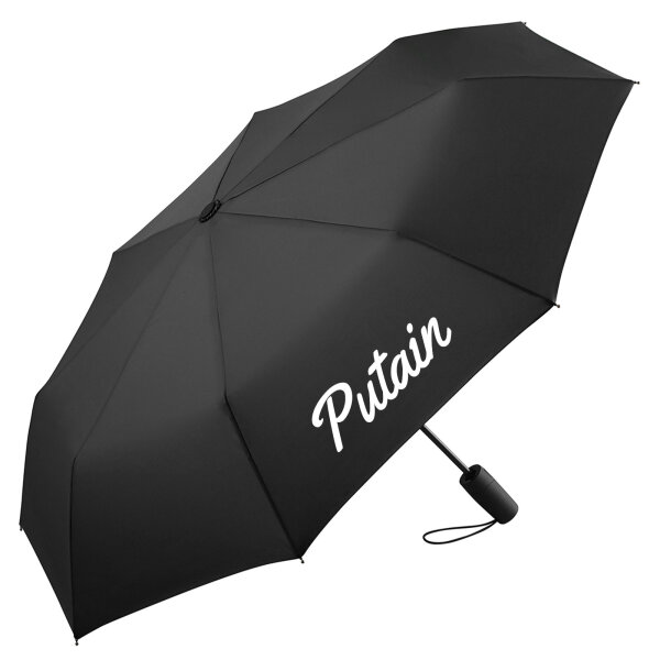 Regenschirm Putain französisch Schriftzug 98cm Schwarz