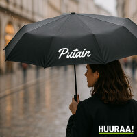 Regenschirm Putain französisch Schriftzug 98cm Schwarz