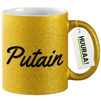 Glitzertasse Putain französisch Schriftzug 330ml