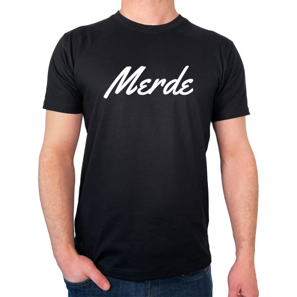 Herren T-Shirt Merde französisch Schriftzug Größe S-3XL