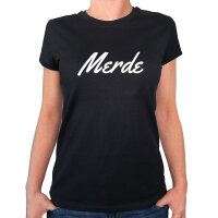 Damen T-Shirt Merde französisch Schriftzug...