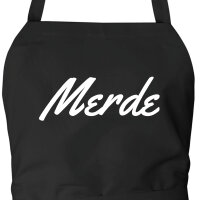 Schürze Merde französisch Schriftzug