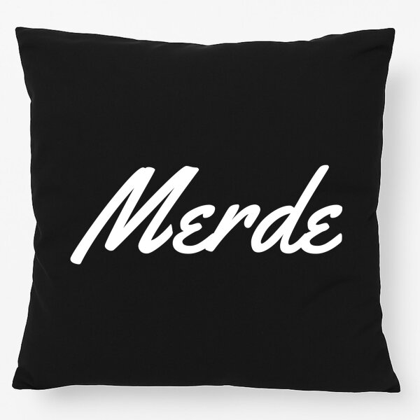 Kissen Merde französisch Schriftzug 40x40cm