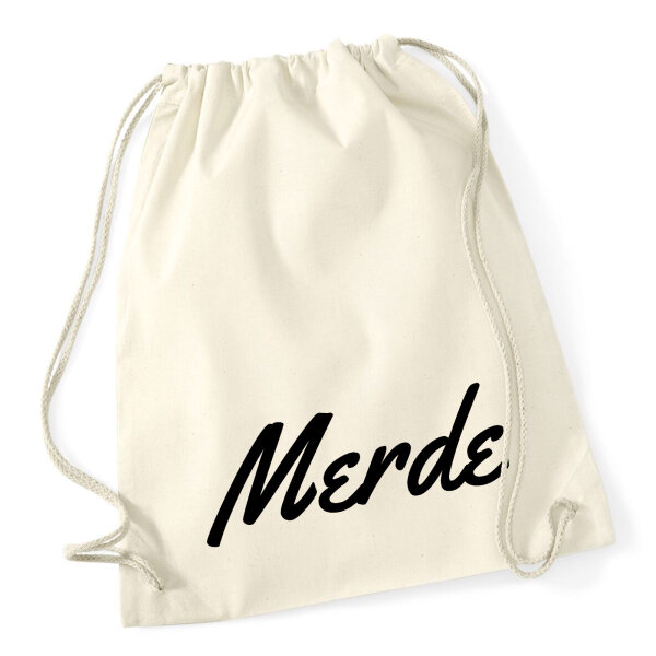 Turnbeutel Merde französisch Schriftzug 12 Liter