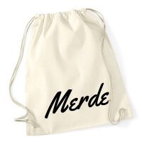 Turnbeutel Merde französisch Schriftzug 12 Liter