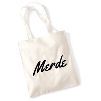 Jutebeutel Merde französisch Schriftzug 10 Liter