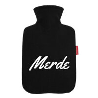 Wärmflasche Merde französisch Schriftzug