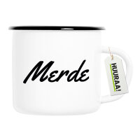 Emaille Tasse Merde französisch Schriftzug 300ml...