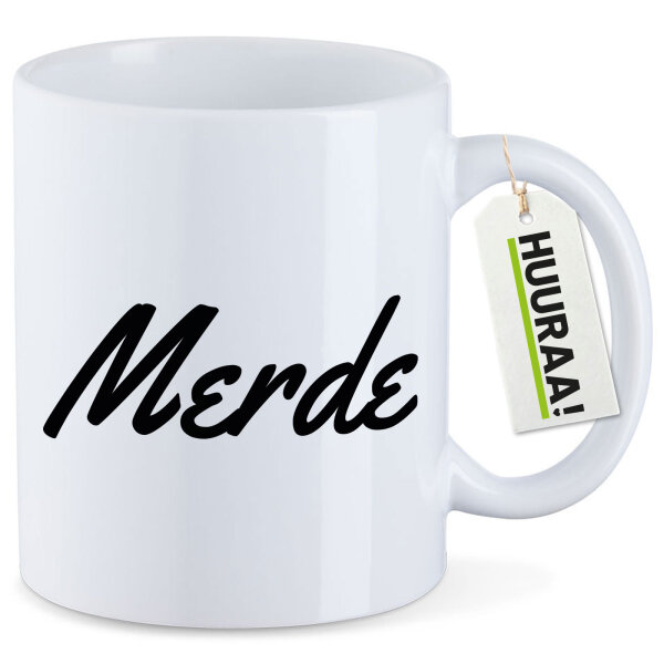 Kaffeetasse Merde französisch Schriftzug 330ml