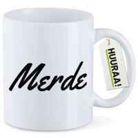 Kaffeetasse Merde französisch Schriftzug 330ml