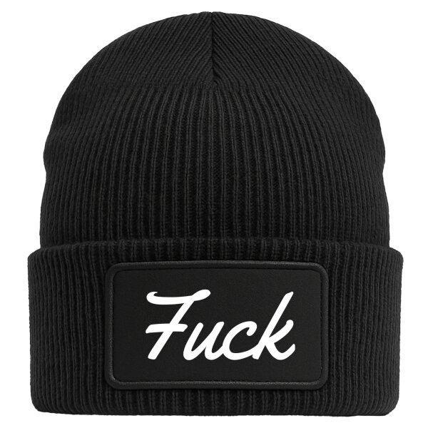Beanie Fuck englisch Schriftzug Black