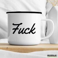 Emaille Tasse Fuck englisch Schriftzug 300ml Vintage Emaille Becher