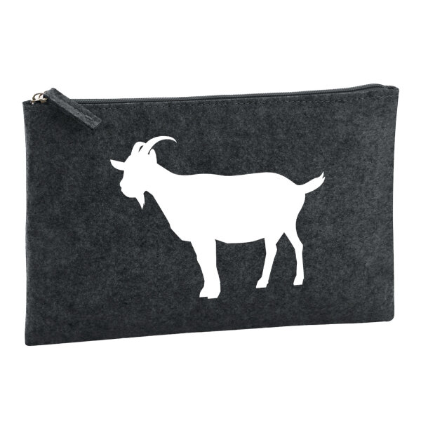 Kulturbeutel Ziege Silhouette 1 Liter Filz Charcoal Kosmetiktasche