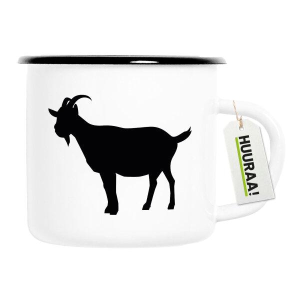 Emaille Tasse Ziege Silhouette 300ml Vintage Emaille Becher