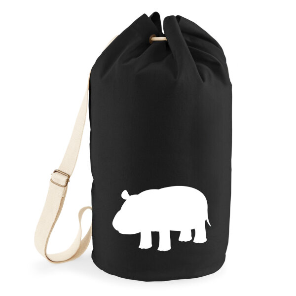 Seesack Nilpferd Silhouette 20 Liter Rucksack Black