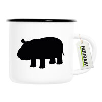 Emaille Tasse Nilpferd Silhouette 300ml Vintage Emaille...