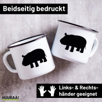 Emaille Tasse Nilpferd Silhouette 300ml Vintage Emaille...