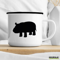 Emaille Tasse Nilpferd Silhouette 300ml Vintage Emaille Becher
