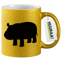 Glitzertasse Nilpferd Silhouette 330ml