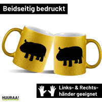 Glitzertasse Nilpferd Silhouette 330ml