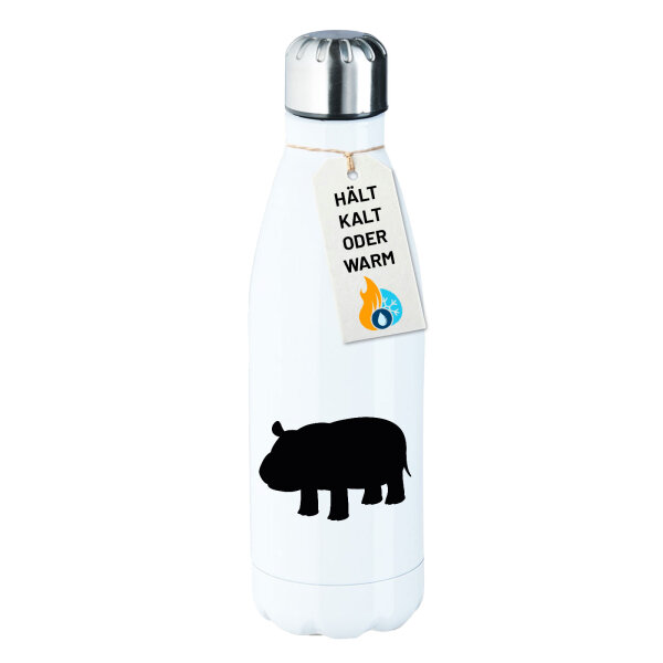 Edelstahl-Trinkflasche Nilpferd Silhouette 500ml Wasserflasche