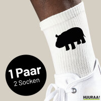 Socken Nilpferd Silhouette Größe 37/41 White Motiv Tennissocken