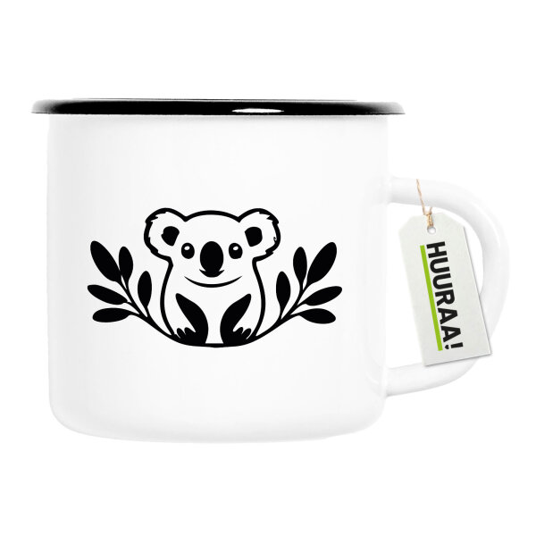 Emaille Tasse Koala Silhouette 300ml Vintage Emaille Becher