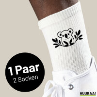 Socken Koala Silhouette Größe 37/46 White Motiv Tennissocken