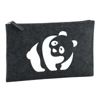 Kulturbeutel Panda Silhouette 1 Liter Filz Charcoal Kosmetiktasche