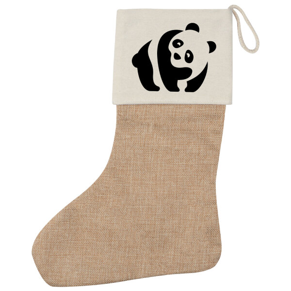 Weihnachtsstrumpf Panda Silhouette Beige