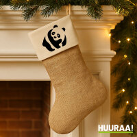 Weihnachtsstrumpf Panda Silhouette Beige