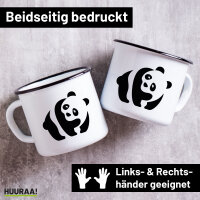 Emaille Tasse Panda Silhouette 300ml Vintage Emaille Becher