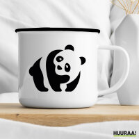 Emaille Tasse Panda Silhouette 300ml Vintage Emaille Becher