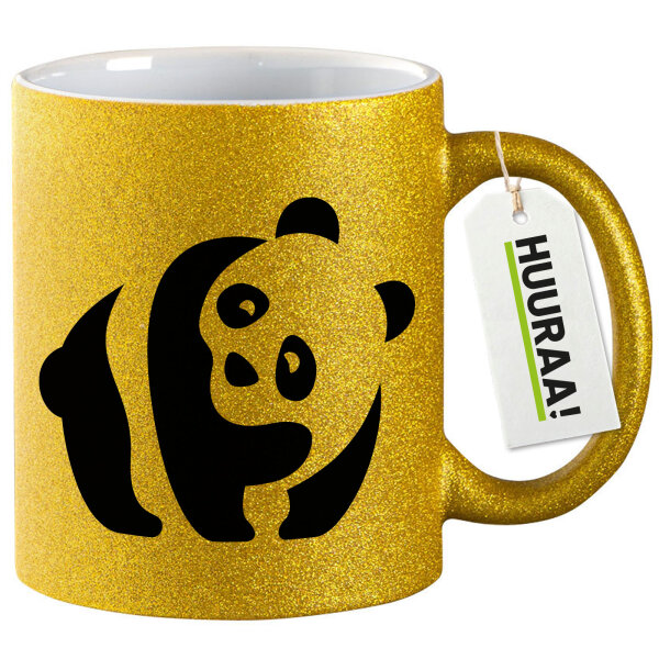 Glitzertasse Panda Silhouette 330ml