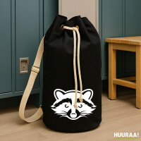 Seesack Waschbär Silhouette 20 Liter Rucksack Black