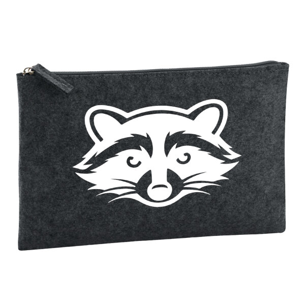 Kulturbeutel Waschbär Silhouette 1 Liter Filz Charcoal Kosmetiktasche
